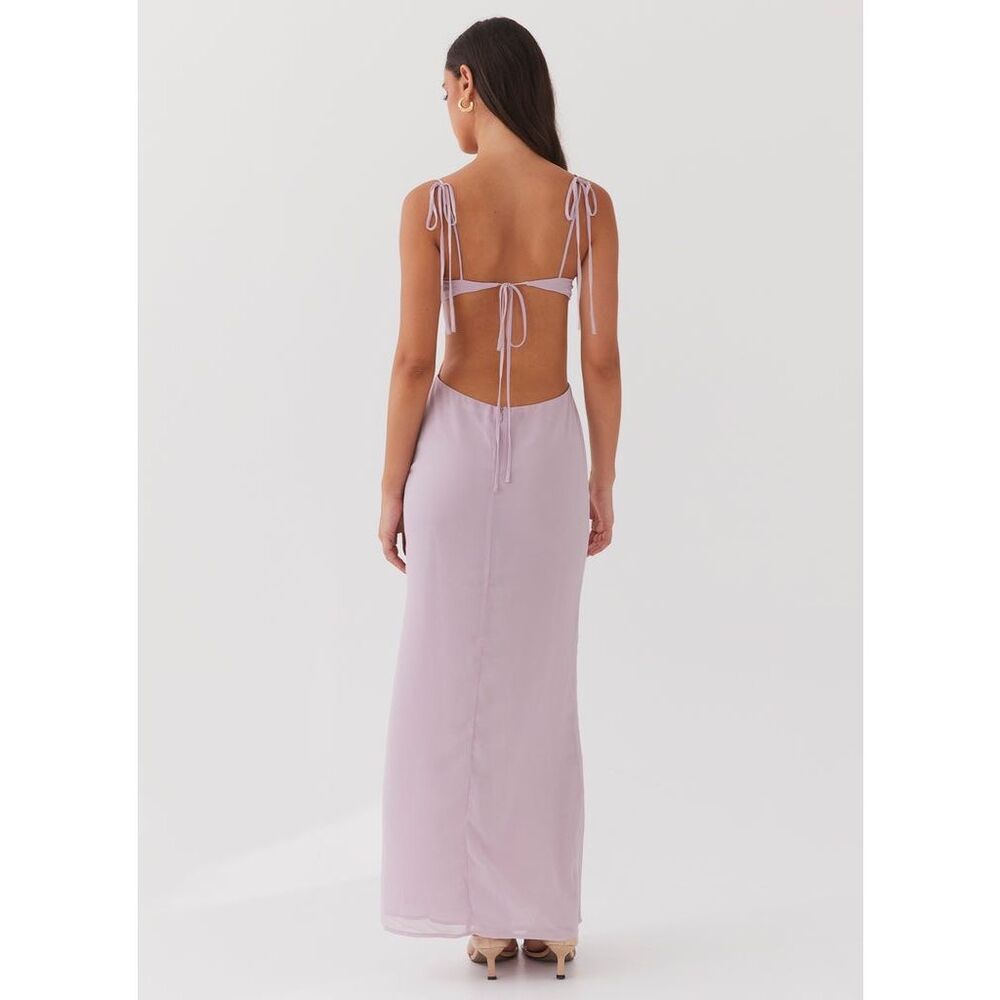 Peppermayo Tyra Ruched Maxi Dress Lavender Size 4 - Picture 2 of 10
